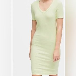 NWT-Banana Republic- Ribbed V-neck TShirt dress. Lime green. Size XS.